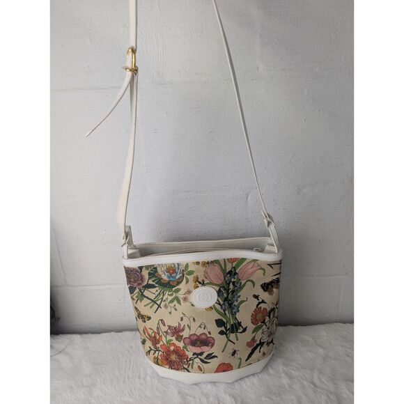 Vintage GUCCI Flora Shoulder Bag Floral‎ CanvasWhite  Leather 70's - 80's - Picture 13 of 14